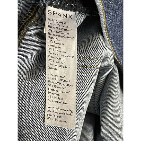 Spanx Jeans Womens Medium Blue Distressed Ankle Skinny High Rise Pull On Denim - Picture 9 of 13